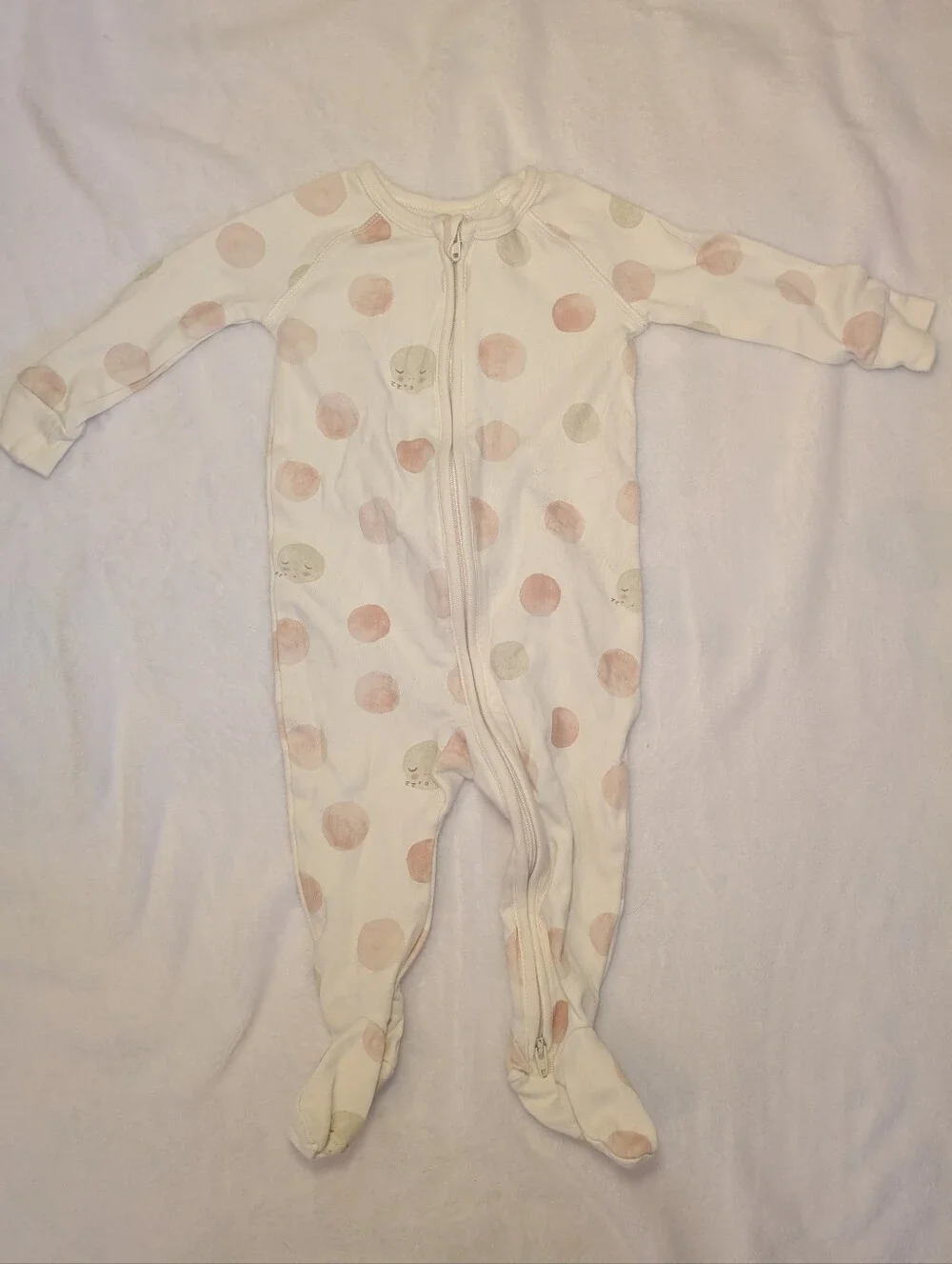 Pehr Baby Zip-Front One-Piece Pajamas Cream Moon Planet 3-6 Month Organic Cotton